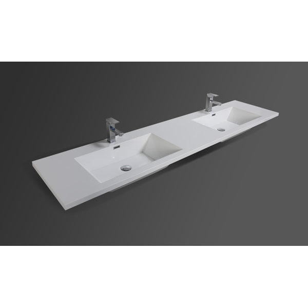 Ebern Designs 83.5'' Plastic Double Bathroom Vanity Top in White with